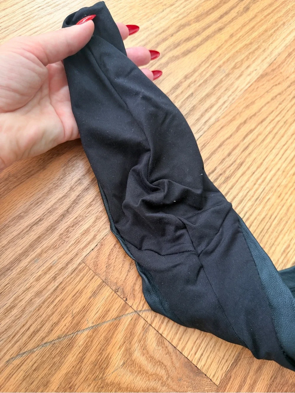 Black Lace-Up Thigh-High Stockings faux Leather